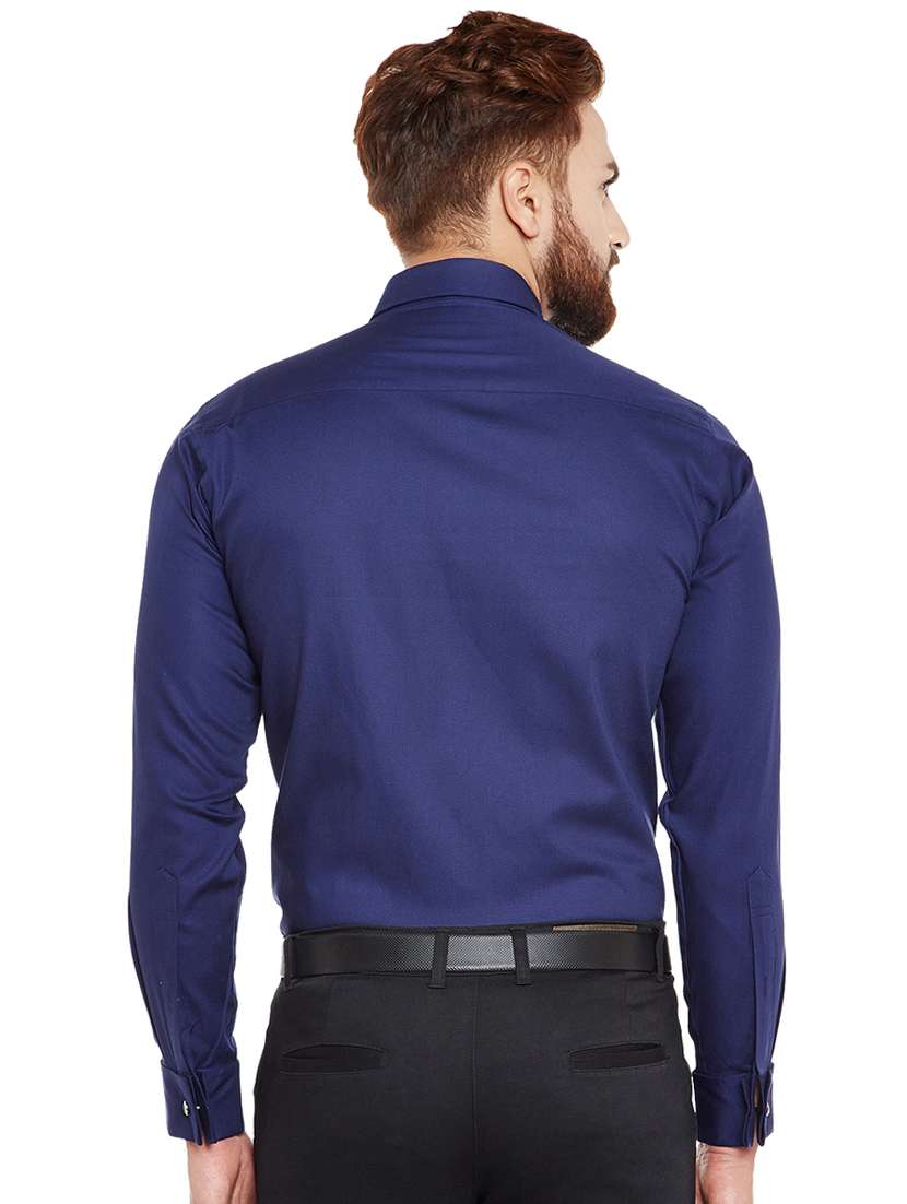 navy blue solid formal shirt - 16552765 -  Standard Image - 2