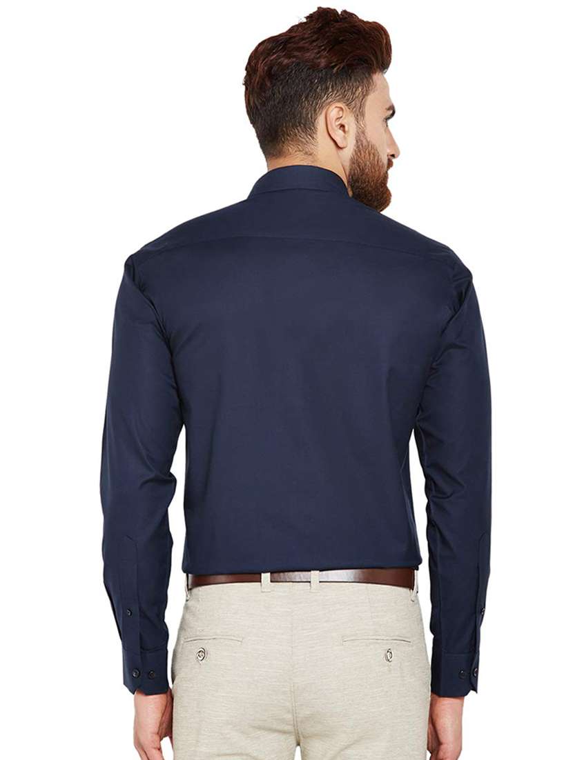 navy blue solid formal shirt - 16552780 -  Standard Image - 2