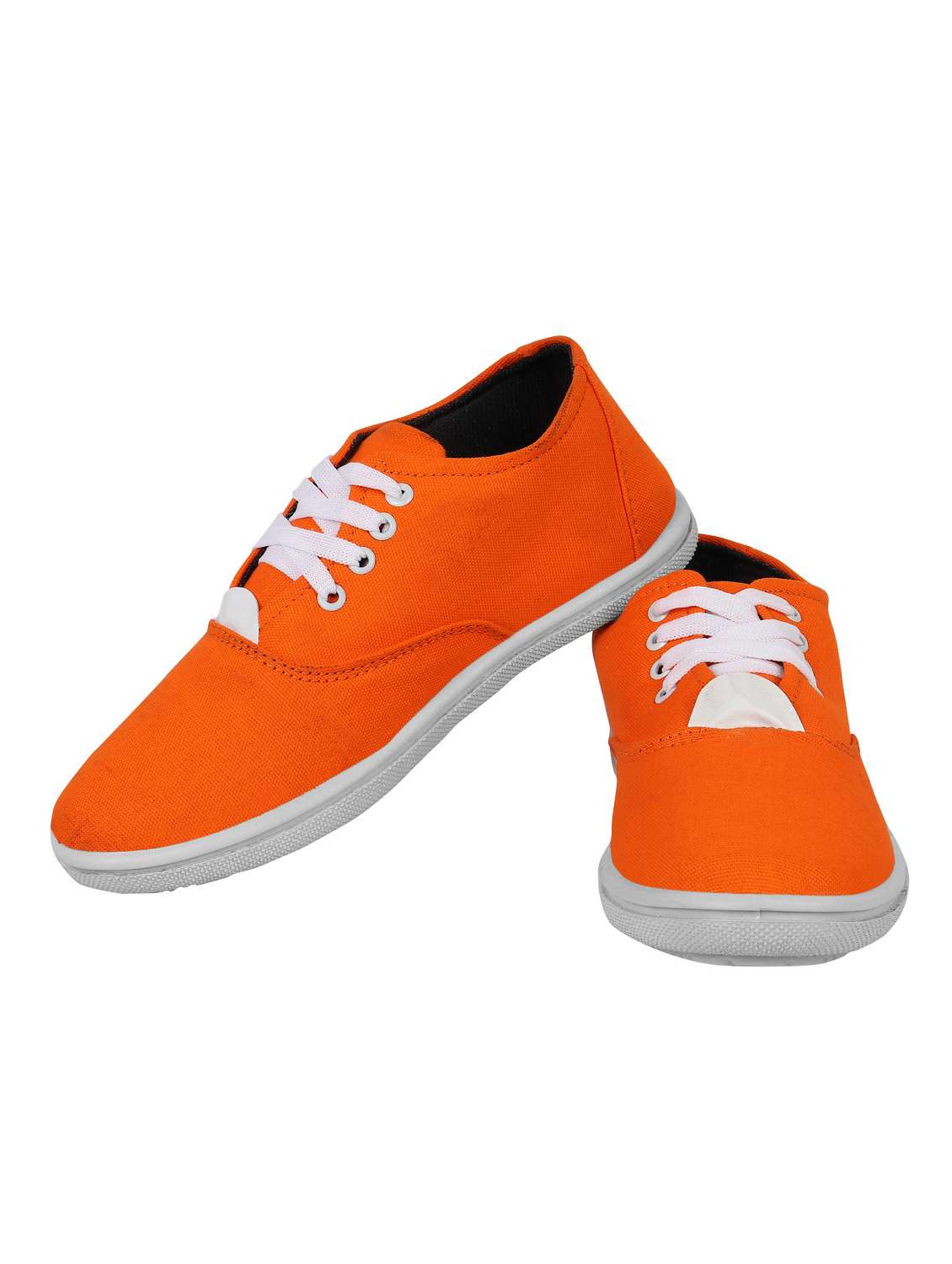 orange canvas lace up sneakers - 16552896 -  Standard Image - 2