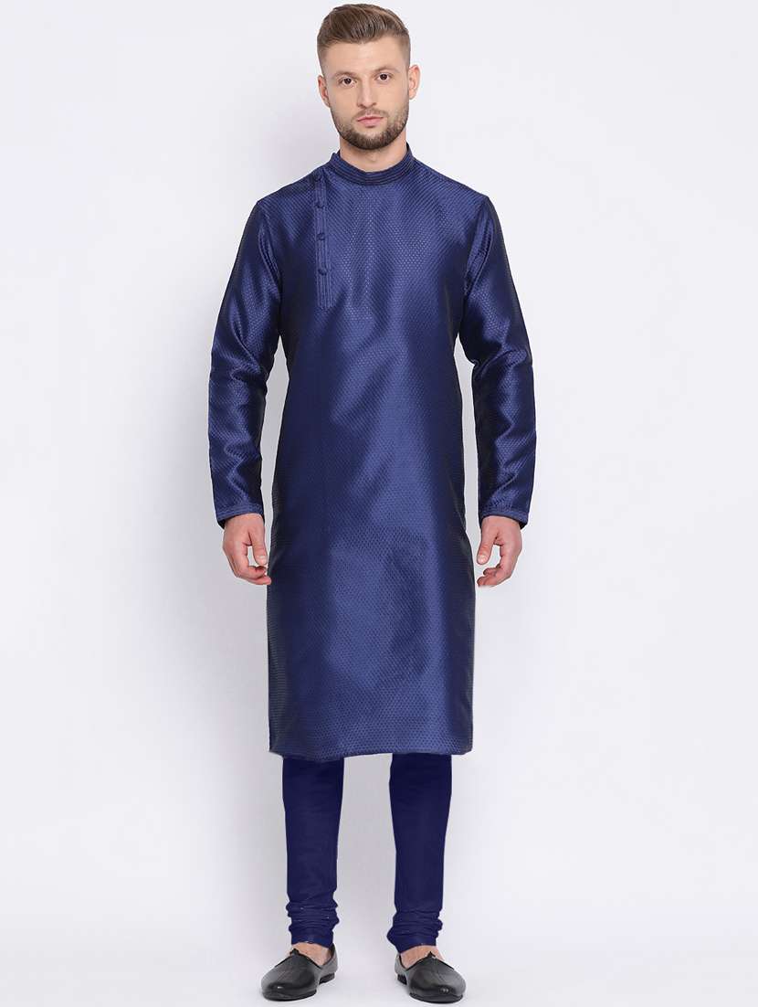 blue dupion kurta pyjama set