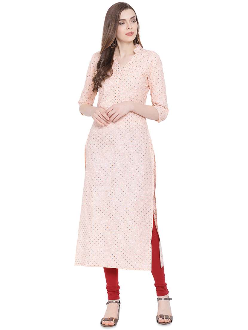 polka dots straight kurta