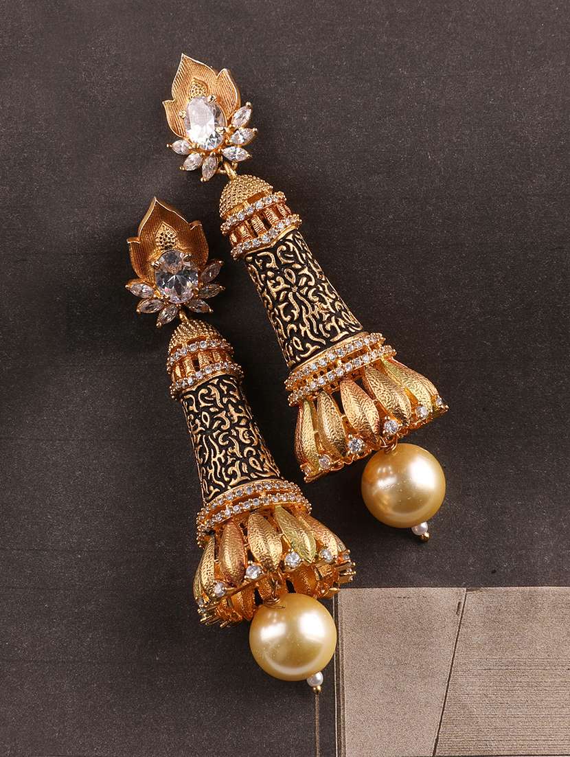 gold brass jhumka earring