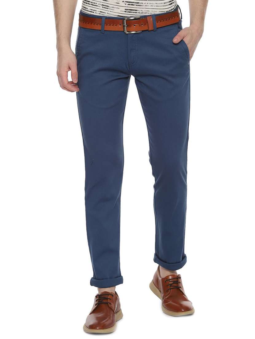 blue solid chinos 