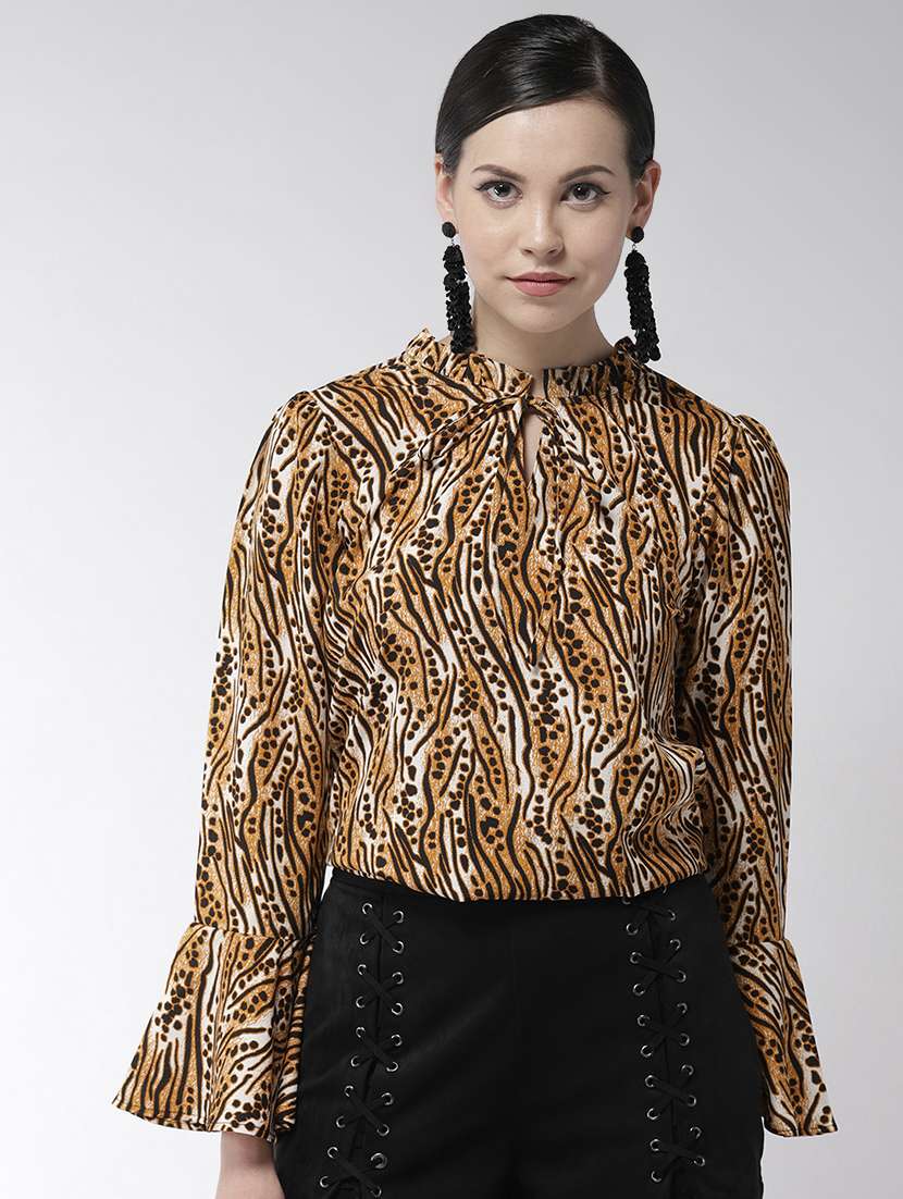 bell sleeved animal print top 