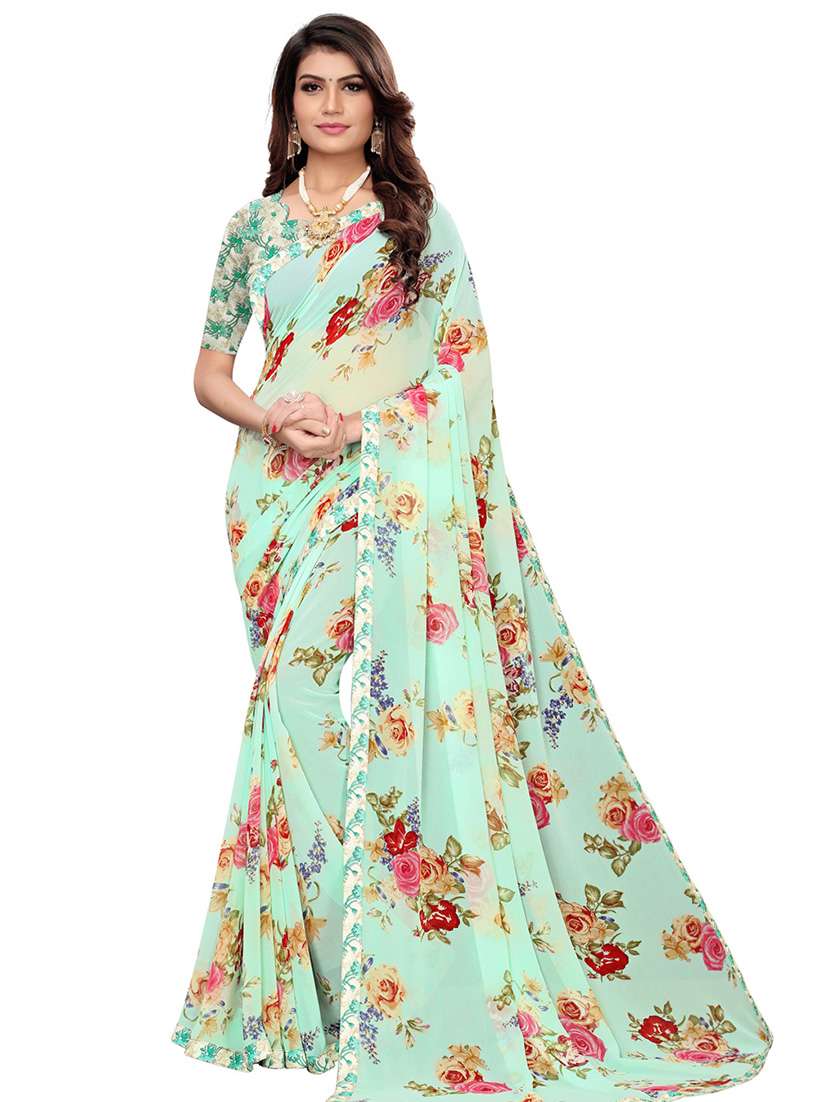 floral printed saree with blouse