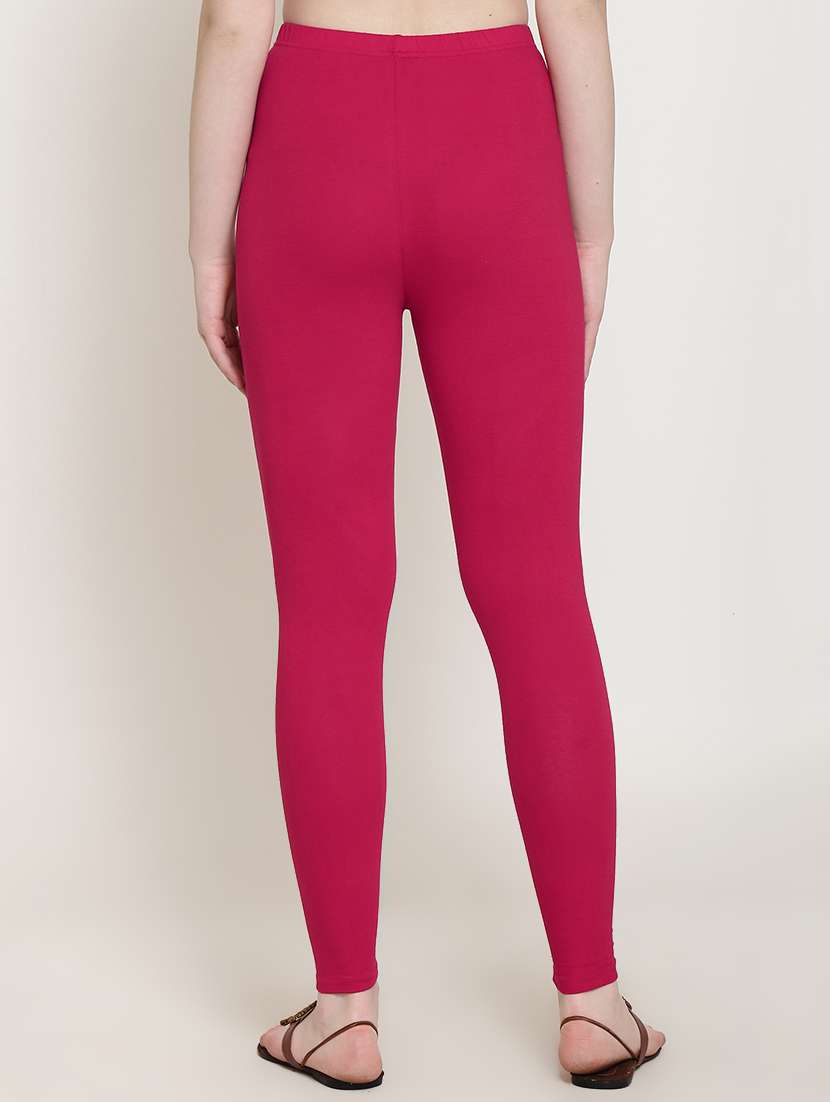 pink solid full length leggings - 16561544 -  Standard Image - 2