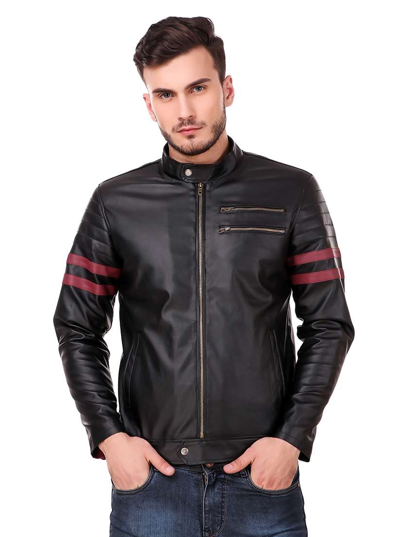 black striped biker jacket