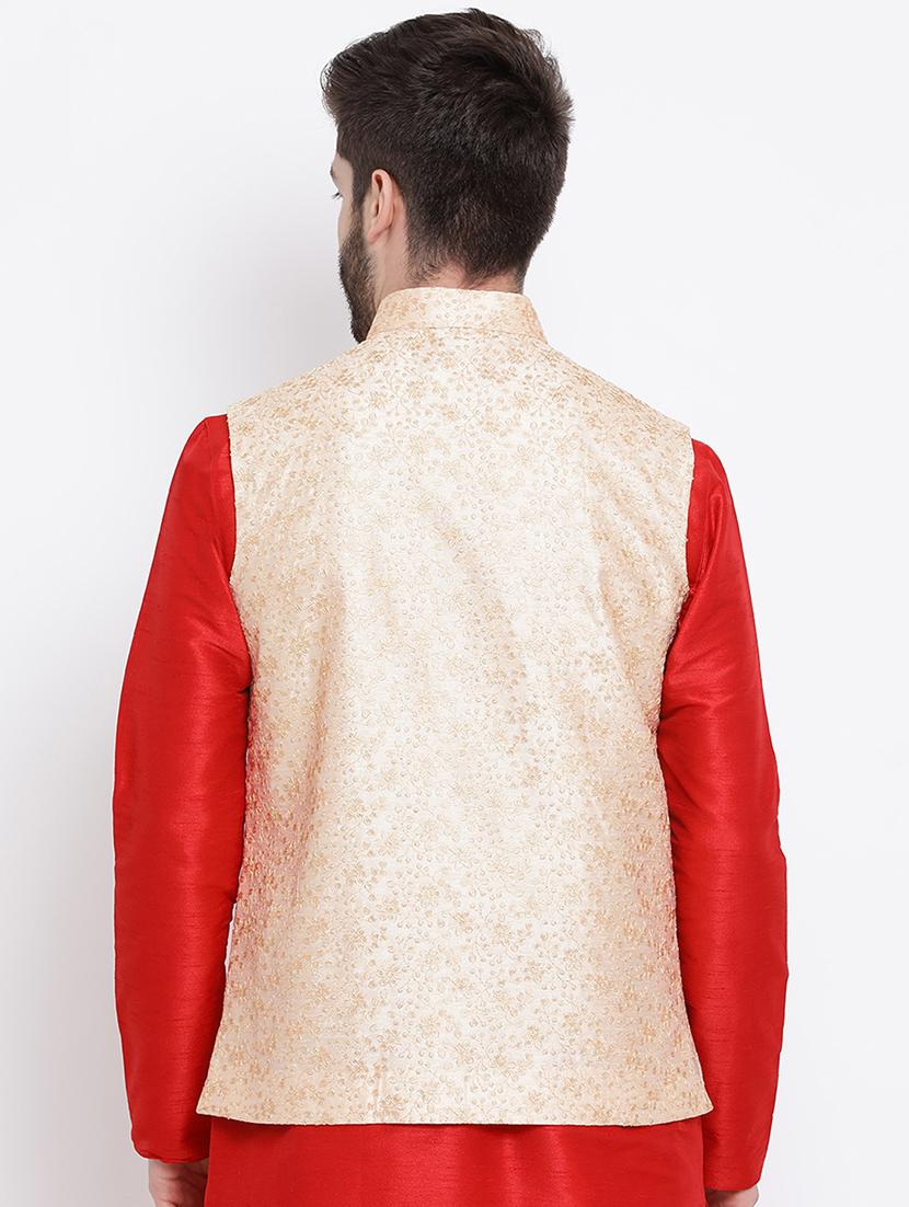beige silk nehru jacket - 16561958 - Standard Image - 2