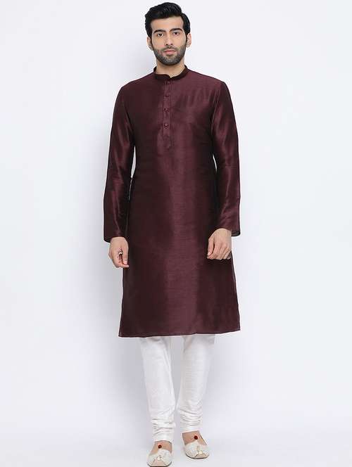 men solid kurta churidar ethnic wear set - 16562129 - Standard Image - 0