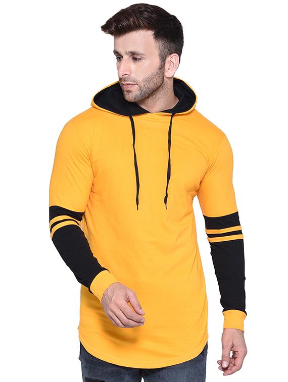yellow color block hooded t-shirt - 16562357 - Zoom Image - 0