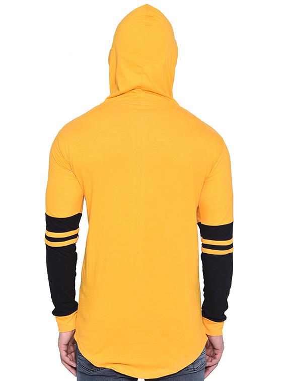 yellow color block hooded t-shirt - 16562357 - Standard Image - 2