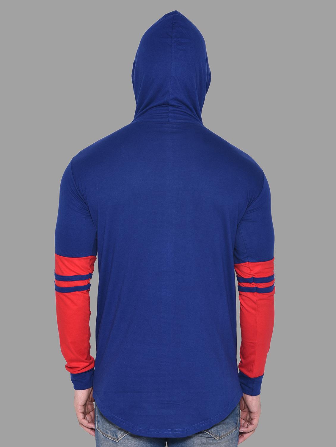 blue color block hooded t-shirt - 16562363 - Standard Image - 2