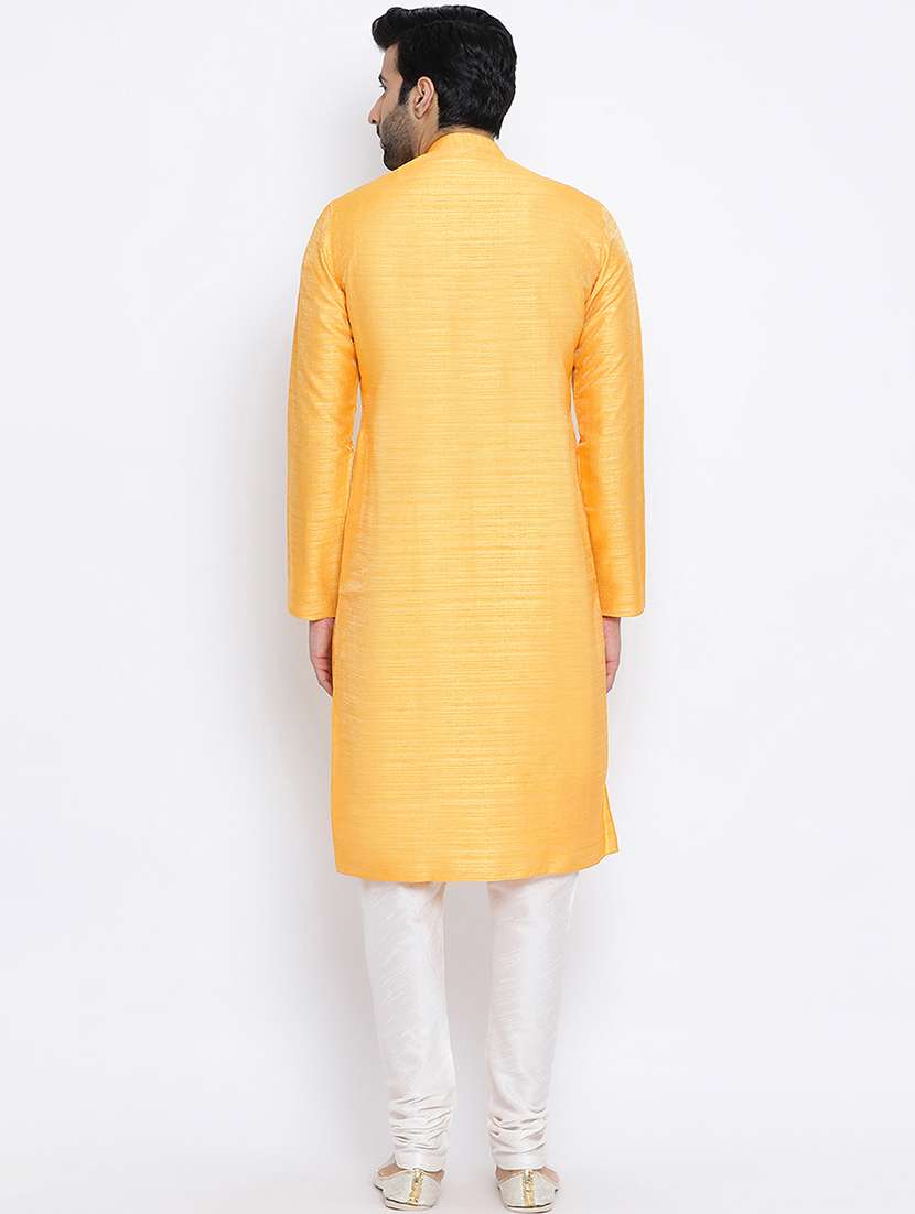 yellow pure silk long kurta - 16562483 -  Standard Image - 2