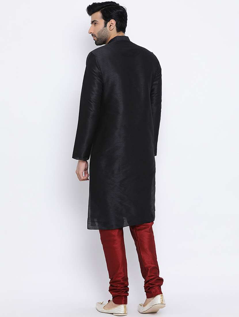 black plain long kurta - 16562504 -  Standard Image - 2