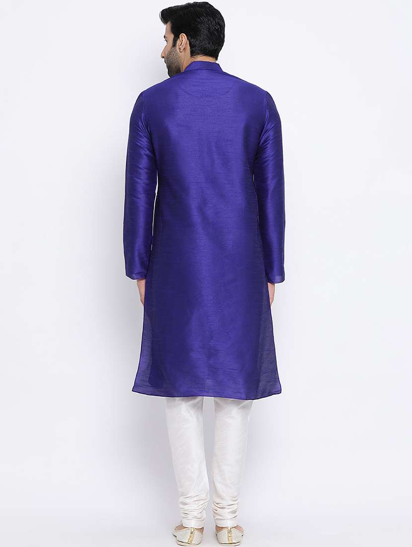 blue plain long kurta - 16562506 - Standard Image - 2