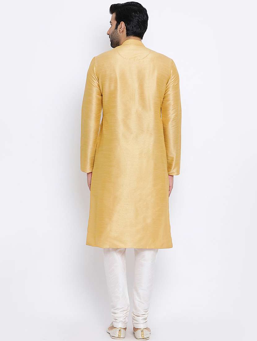 gold dupion long kurta - 16562519 - Standard Image - 2