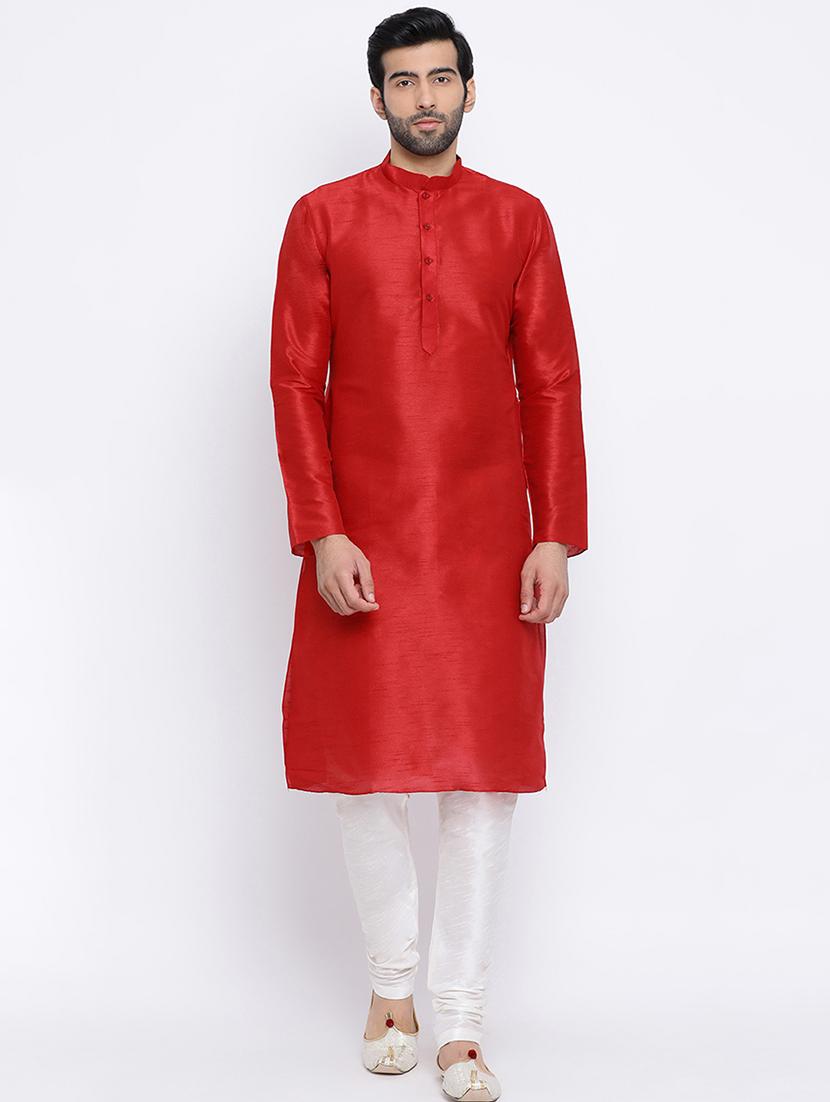 red dupion long kurta - 16562520 -  Zoom Image - 0