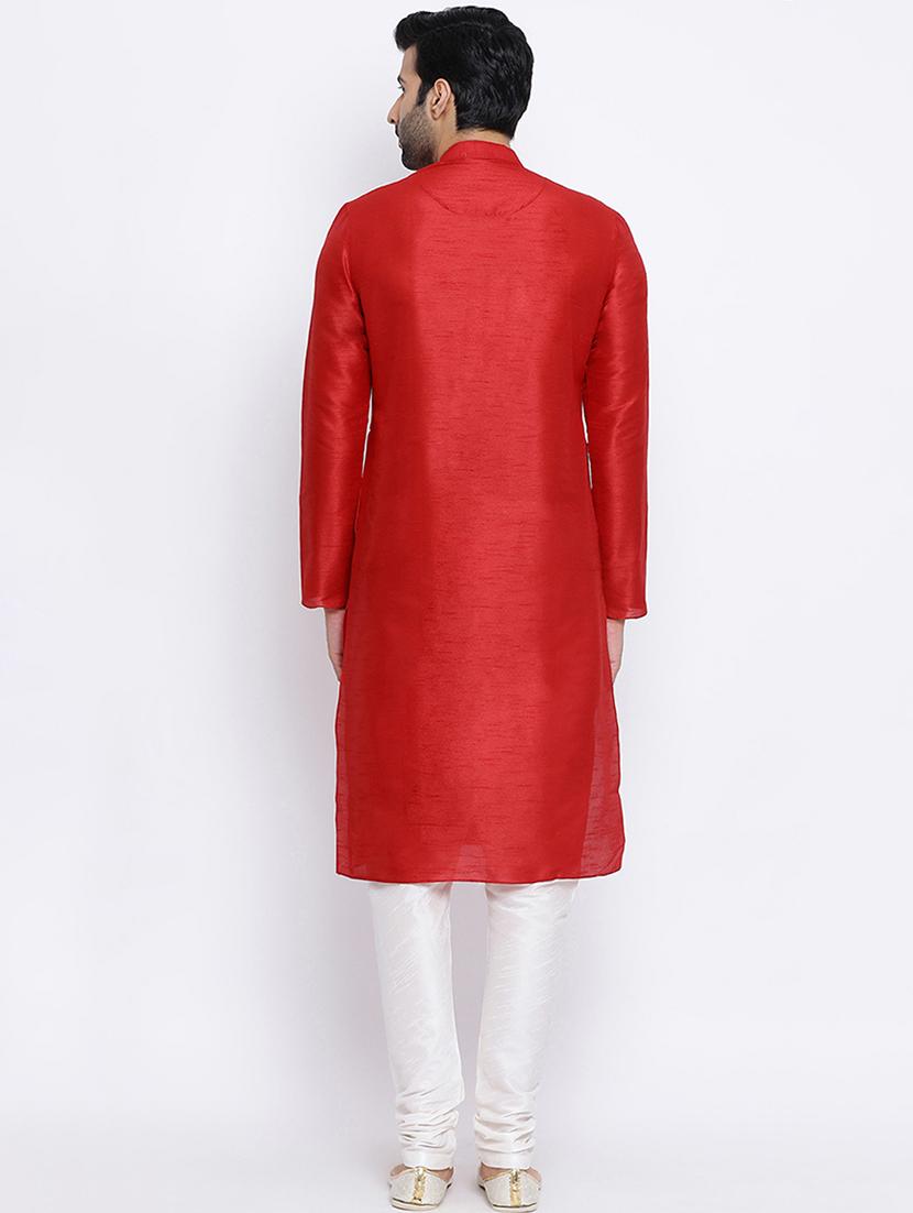 red dupion long kurta - 16562520 - Standard Image - 2