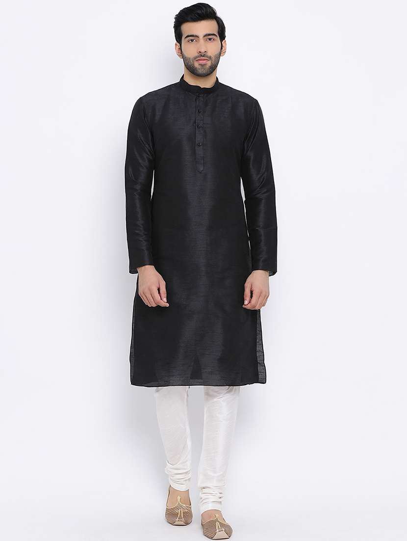black solid long kurta