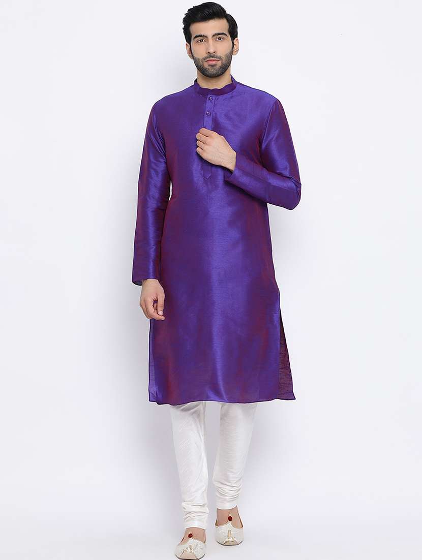 purple solid long kurta