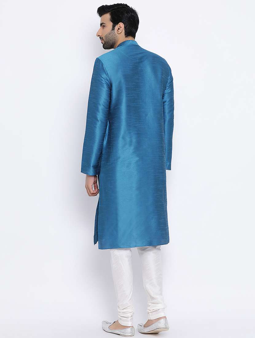 blue solid long kurta - 16562527 - Standard Image - 2