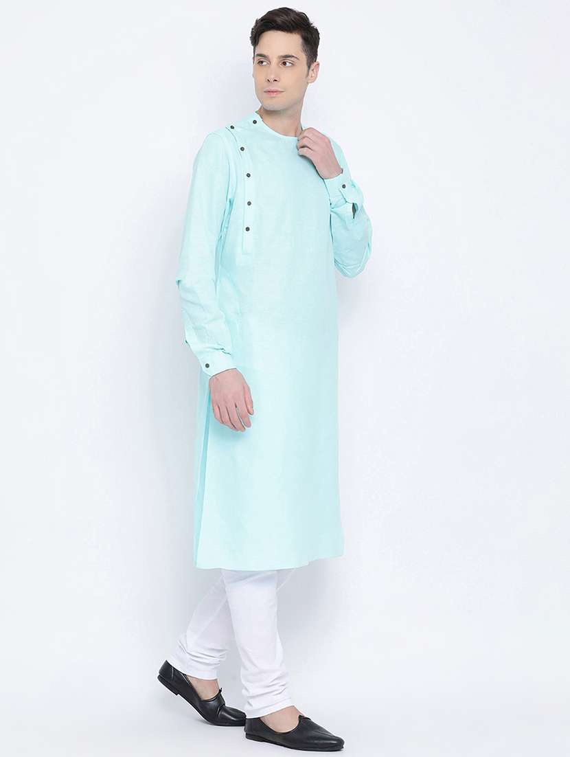 blue solid long kurta - 16562532 - Standard Image - 2
