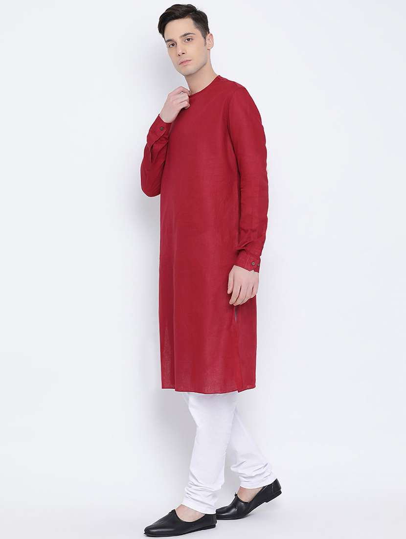 men solid mandarin neck long kurta - 16562539 -  Standard Image - 2