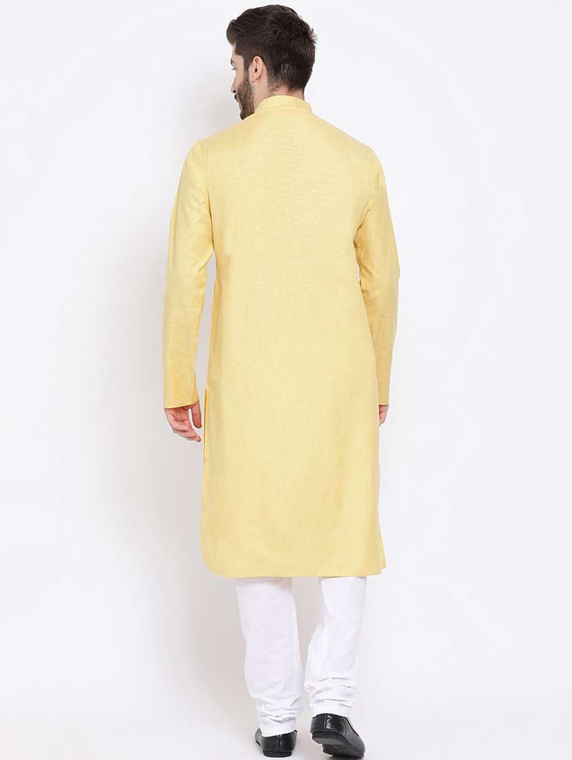 yellow solid long kurta - 16562560 - Standard Image - 2
