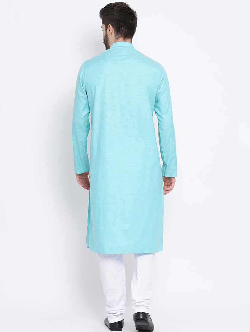 blue solid long kurta - 16562561 - Standard Image - 2