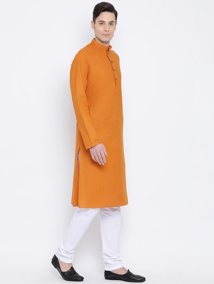 orange solid long kurta - 16562577 - Standard Image - 2