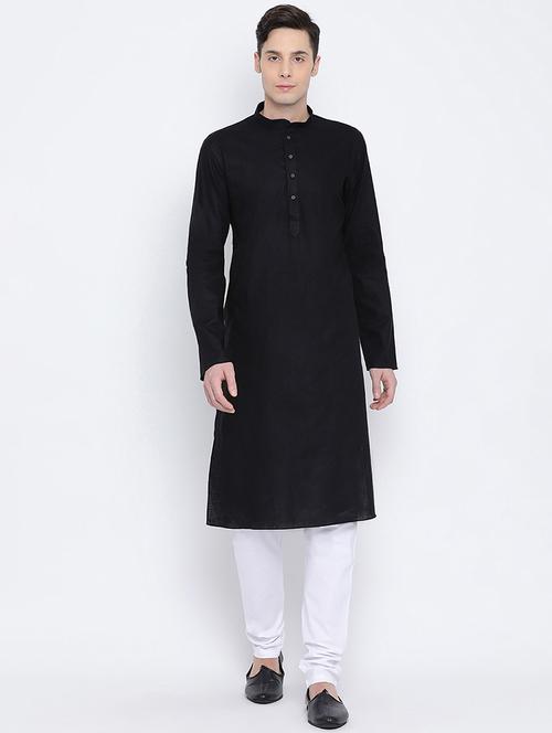 black solid long kurta - 16562579 -  Standard Image - 0