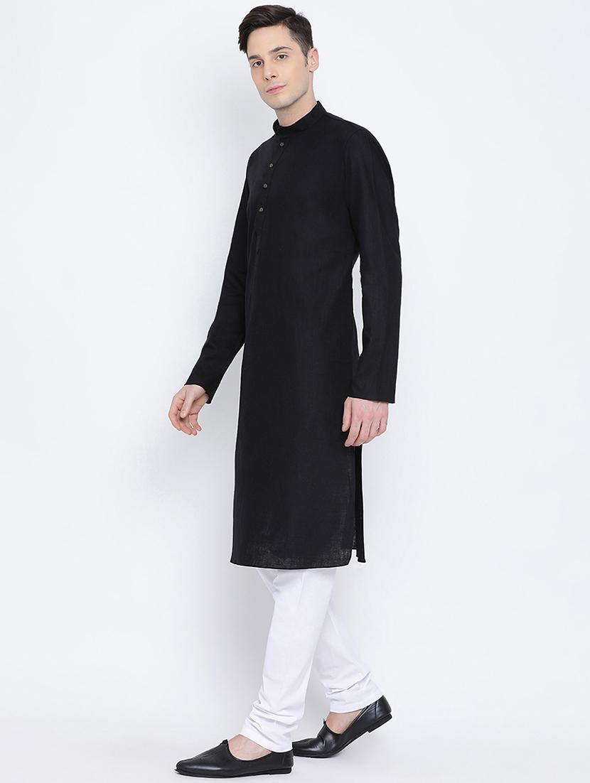 black solid long kurta - 16562579 - Standard Image - 2