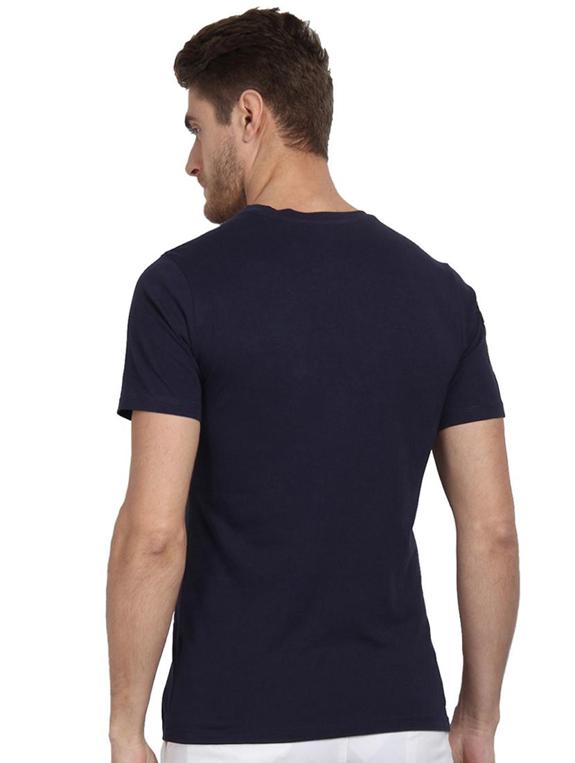 navy blue chest print t-shirt - 16563372 - Standard Image - 2