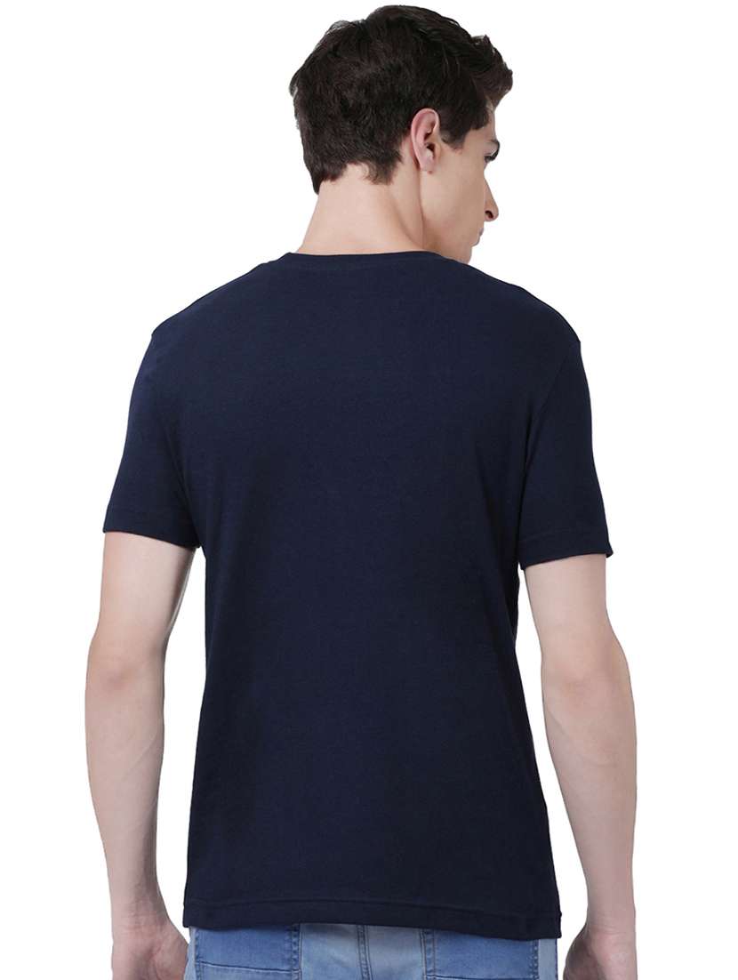 navy blue chest print t-shirt - 16563376 -  Standard Image - 2