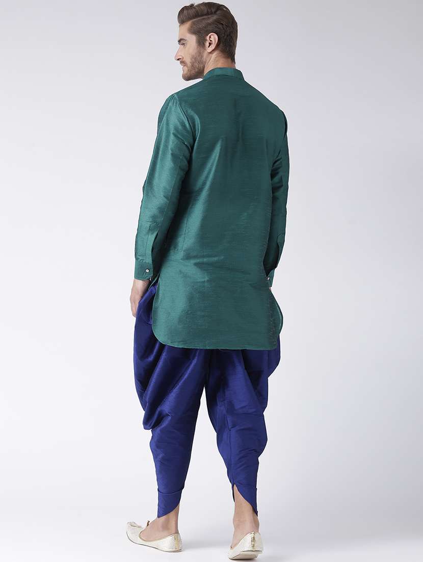 green pure silk dhoti kurta set - 16567376 -  Standard Image - 2