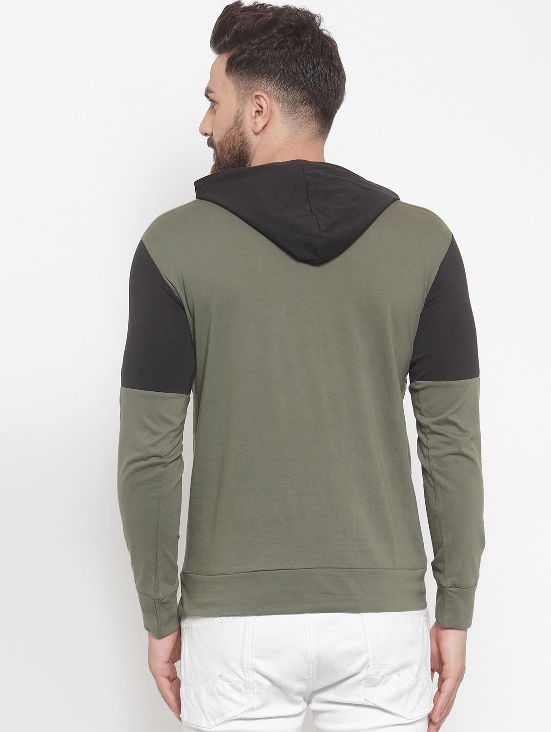 olive green color block sweatshirt - 16567851 - Standard Image - 2
