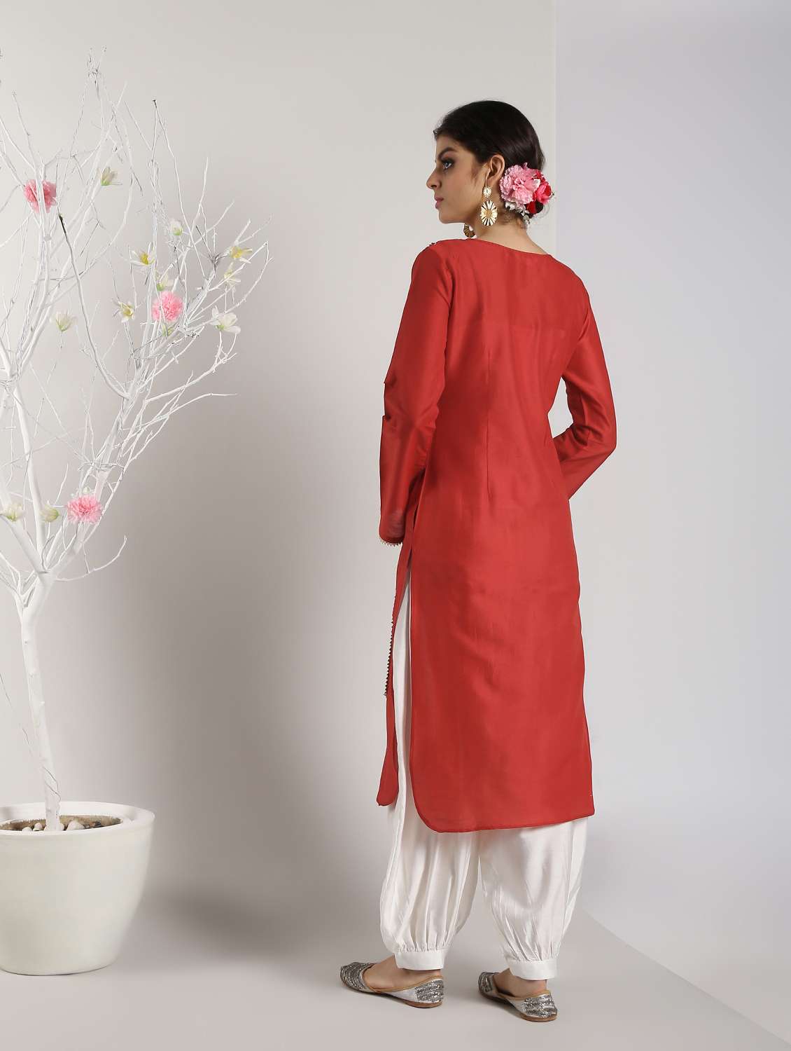 gota work silk fusion kurta - 16568777 -  Standard Image - 2