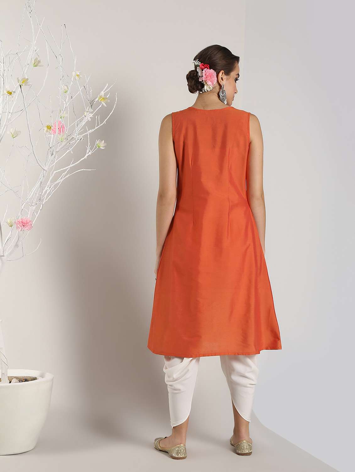solid silk flared kurta - 16568803 -  Standard Image - 2