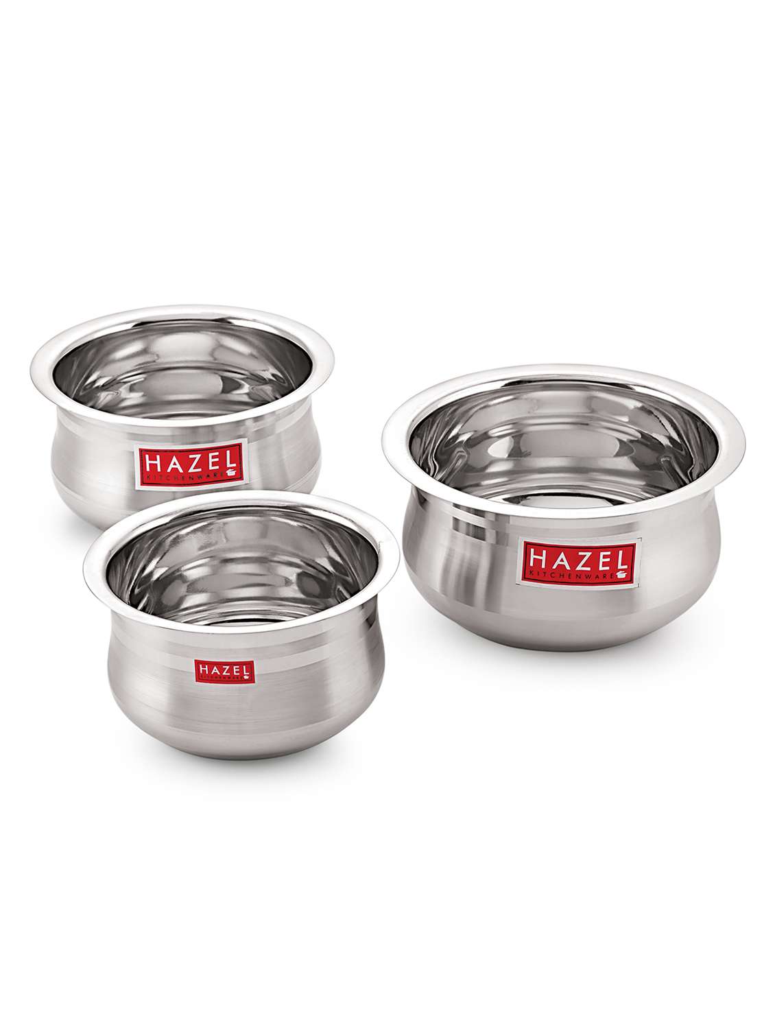 stainless steel belly patila set of 3  
