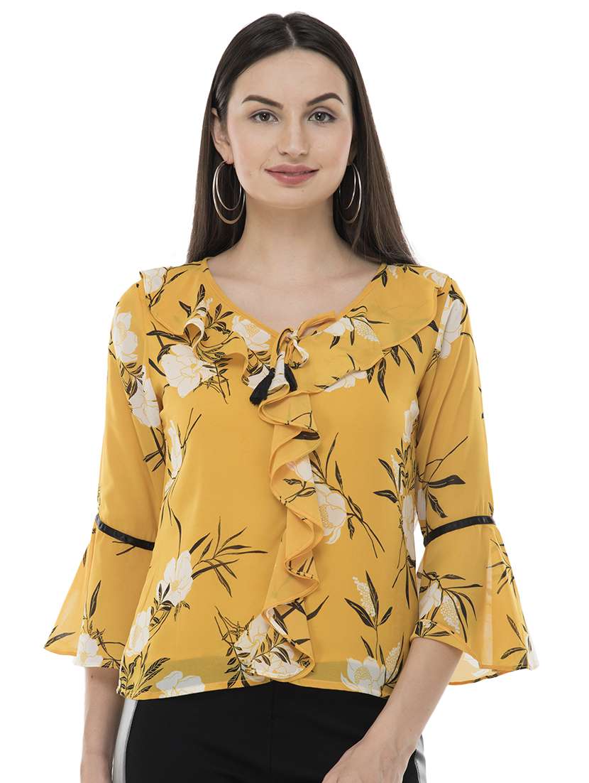 tassel tie up floral top