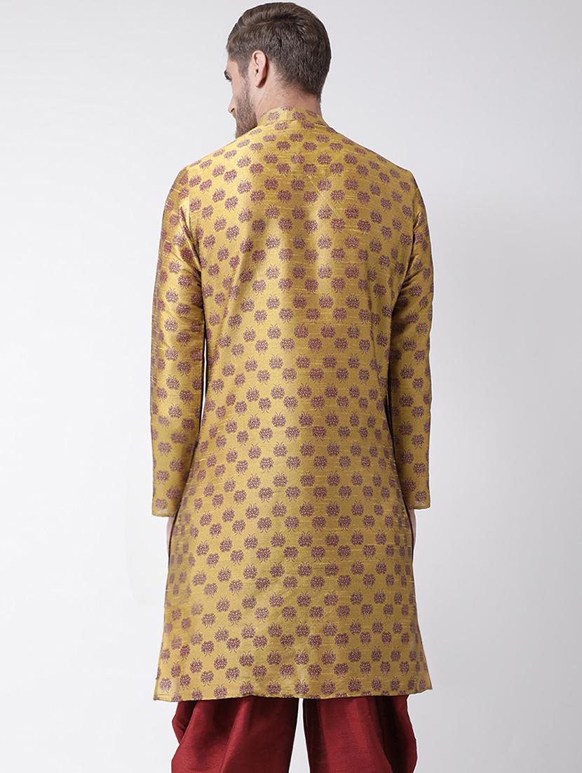 brown dupion printed long kurta - 16569502 - Standard Image - 2