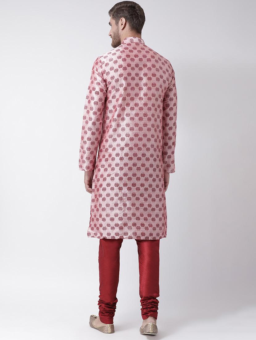 pink dupion printed kurta pyjama set - 16569582 - Standard Image - 2