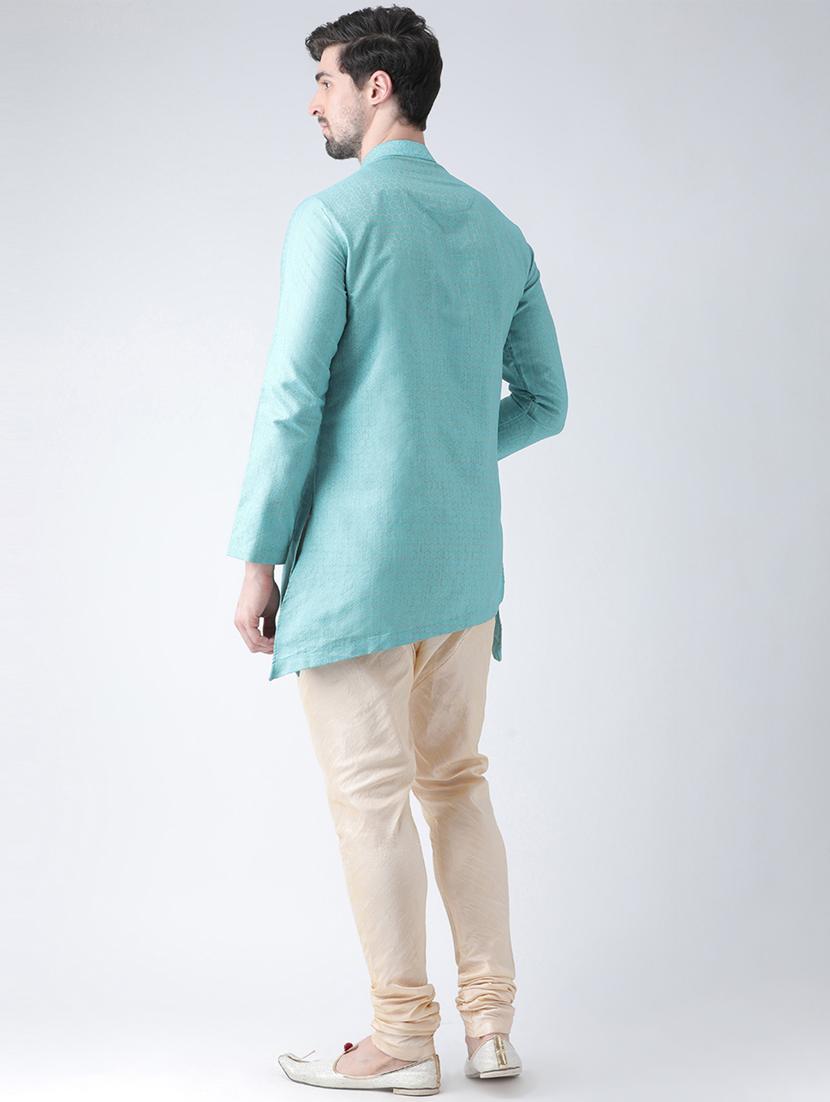 blue silk blend jacquard kurta pyjama set - 16569585 - Standard Image - 2