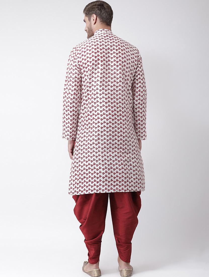 off white dupion printed dhoti kurta set - 16569586 - Standard Image - 2