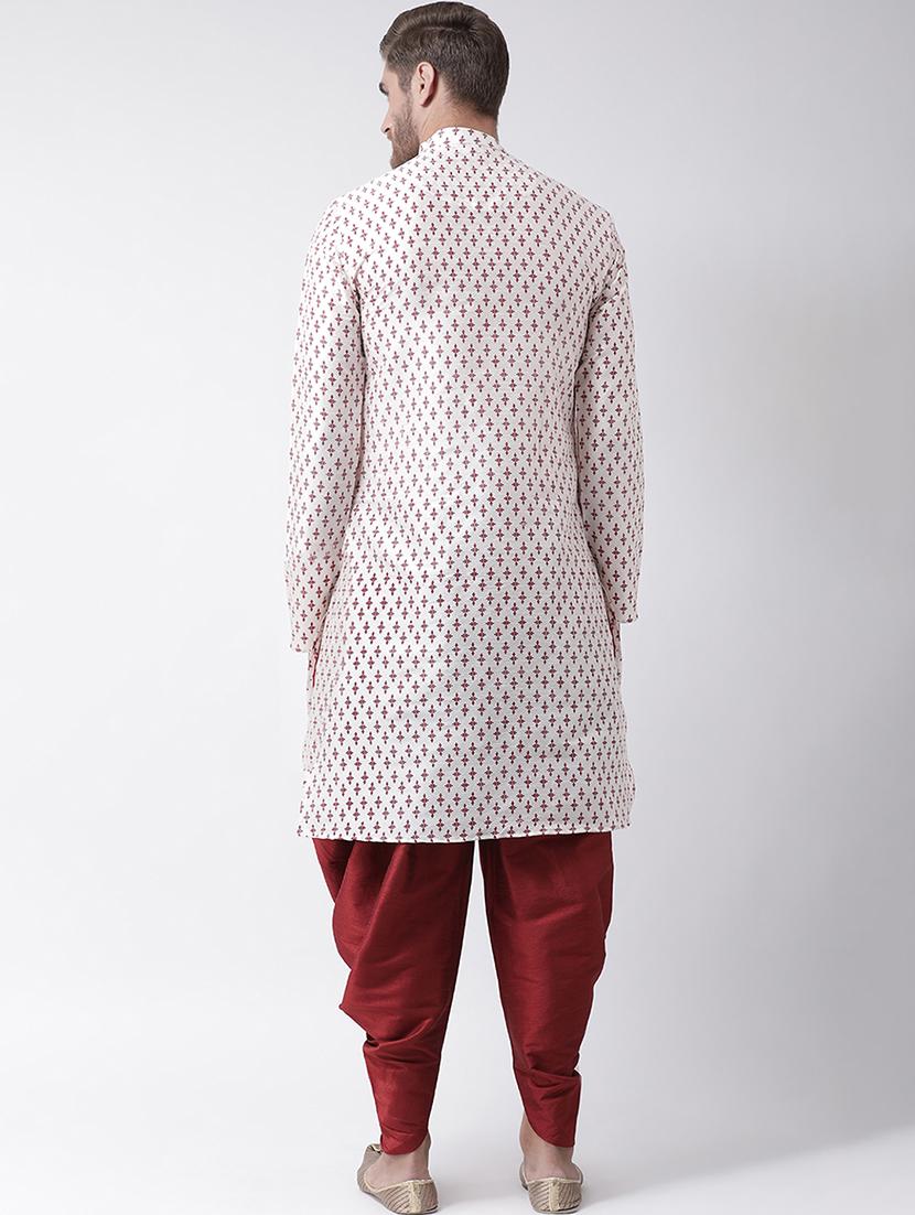 off white dupion printed dhoti kurta set - 16569587 - Standard Image - 2