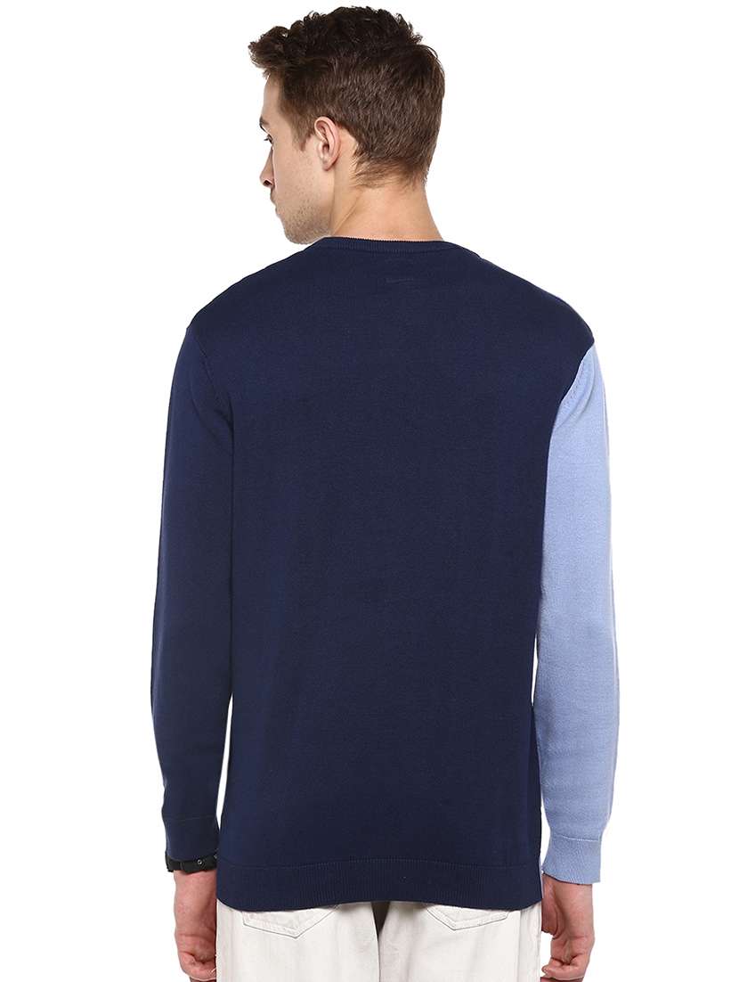 navy blue color block pullover - 16570203 - Standard Image - 2