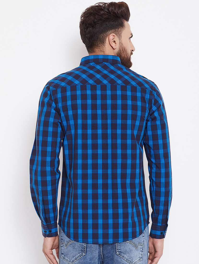 blue checkered casual shirt - 16570641 - Standard Image - 2