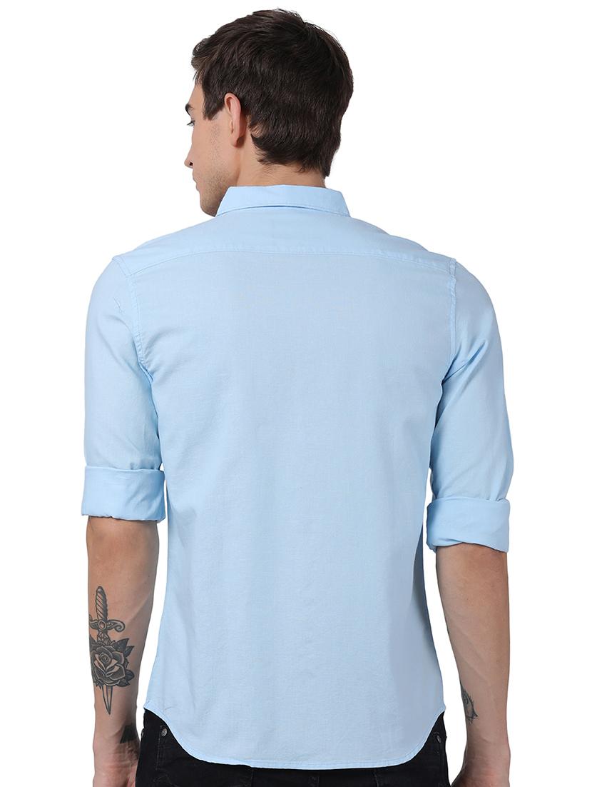light blue solid casual shirt - 16571313 - Standard Image - 2