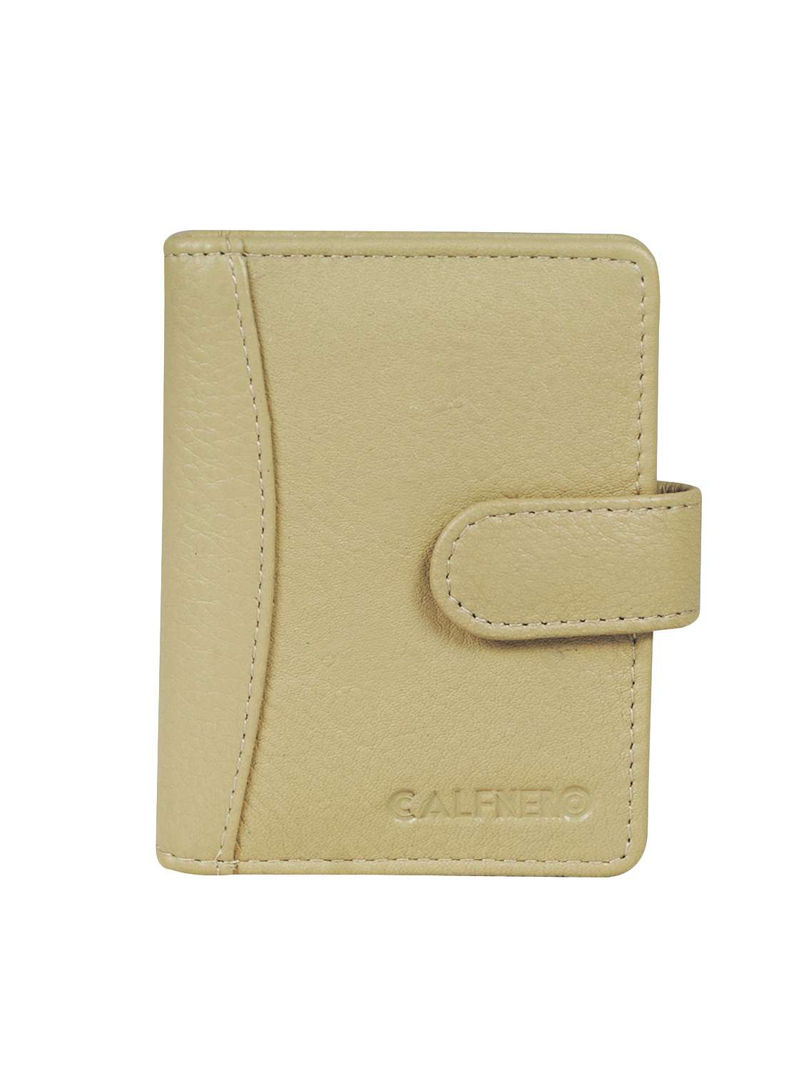 beige leather card holder