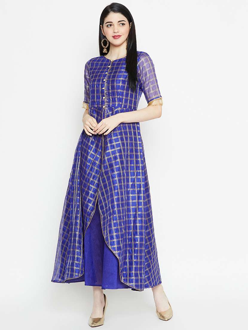 checkered layered kurta